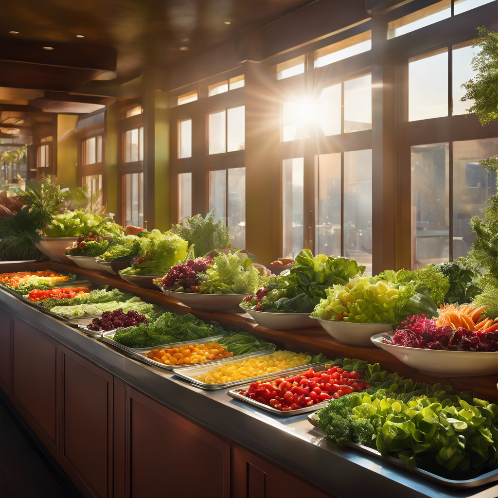 A vibrant, sun-drenched salad bar brimming with an array of colorful, freshly-harvested produce, conveying the abundance and vitality of natural, preservative-free foods.